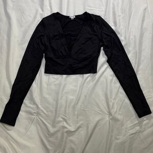 Garage sleek plunge ultra cropped long sleeve top